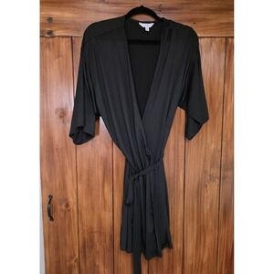 Secret Treasures Robe Womens 2X-3X Black Short Knit Wrap Loungewear, EUC